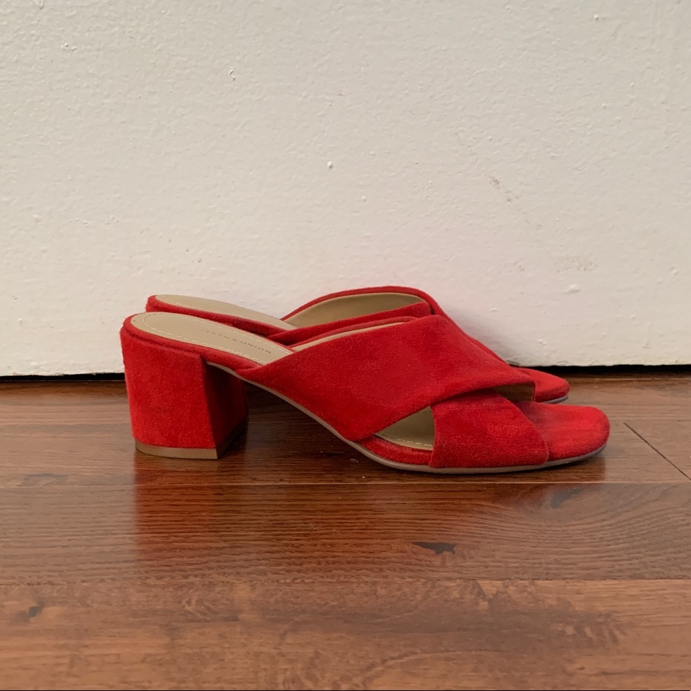 14th & Union Red Suede Mules